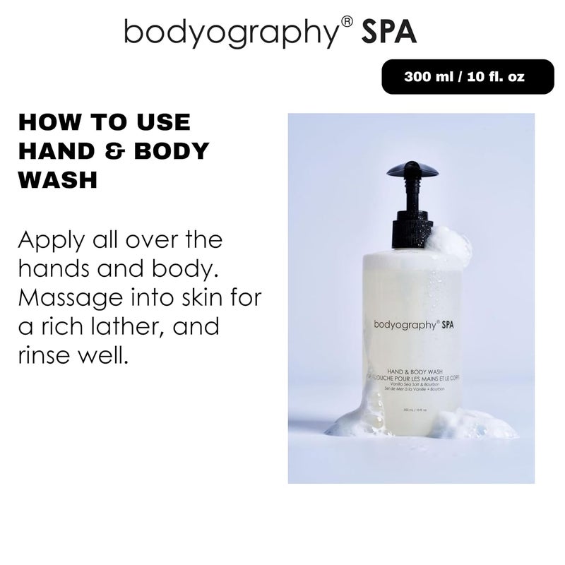 Bodyography Spa Hand Body Wash Vanilla Sea Salt Bourbon Fragrance 10 oz Luxurious Vegan Cleanser Bubble Bath Hydrating ParabenFree GlutenFree Daily Body Care - Image 4