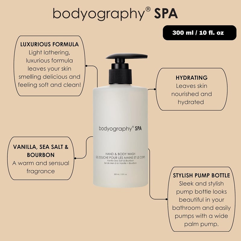 Bodyography Spa Hand Body Wash Vanilla Sea Salt Bourbon Fragrance 10 oz Luxurious Vegan Cleanser Bubble Bath Hydrating ParabenFree GlutenFree Daily Body Care - Image 5
