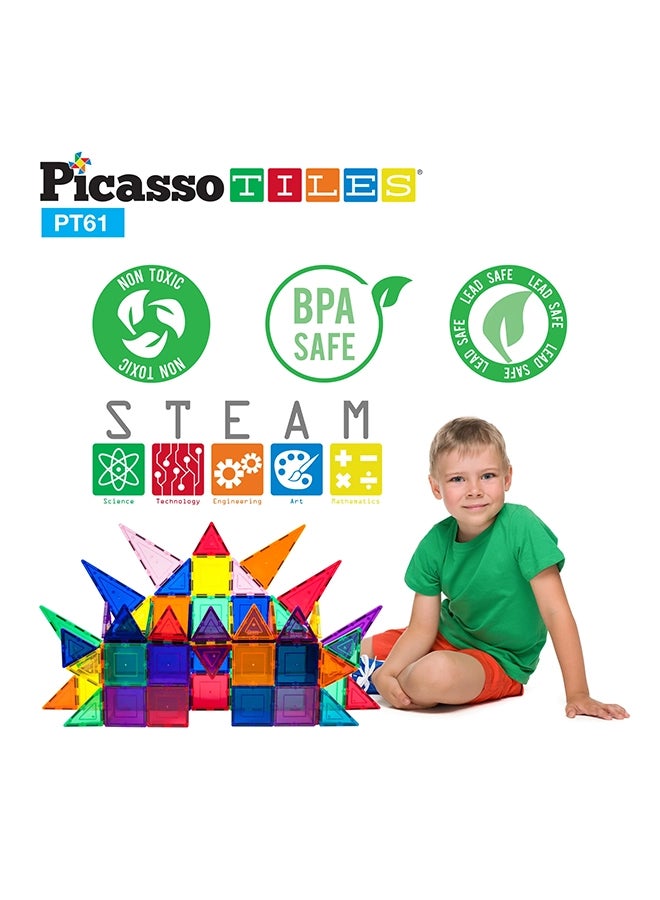 PicassoTiles Magnetic Building Tiles 61 Pieces STEM Educational Construction Toy for Kids 3 and above - Image 5