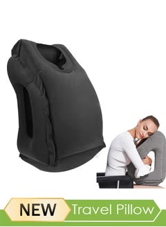 DUNISO Inflatable Travel Pillow，Avoid Neck and Shoulder Pain，Comfortably Support the Head, Neck, and Waist，Suitable for Sleeping and Resting on Travel, Airplanes, Cars, Office，Black  - Image 1