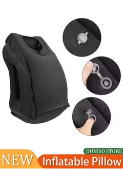 DUNISO Inflatable Travel Pillow，Avoid Neck and Shoulder Pain，Comfortably Support the Head, Neck, and Waist，Suitable for Sleeping and Resting on Travel, Airplanes, Cars, Office，Black  - Image 2