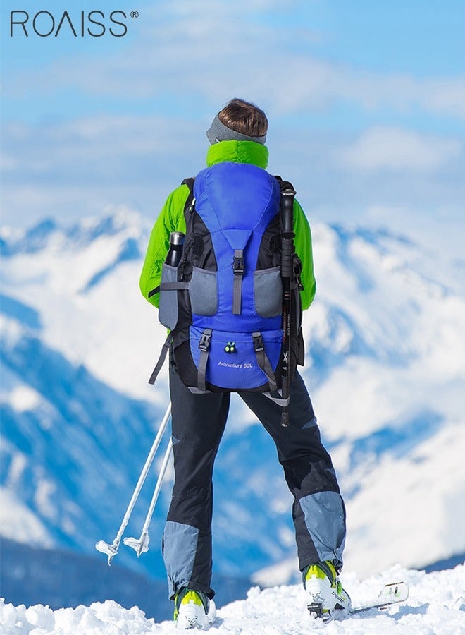 رويس للجنسين متعددة الوظائف في الهواء الطلق حقيبة الظهر حقيبة كتف مزدوجة للرجال والنساء المشي لمسافات طويلة الرياضة السفر حقيبة تسلق الجبال سعة كبيرة حقيبة سفر ترفيهية تقليل الضغط والمقاومة الأزرق - Image 1