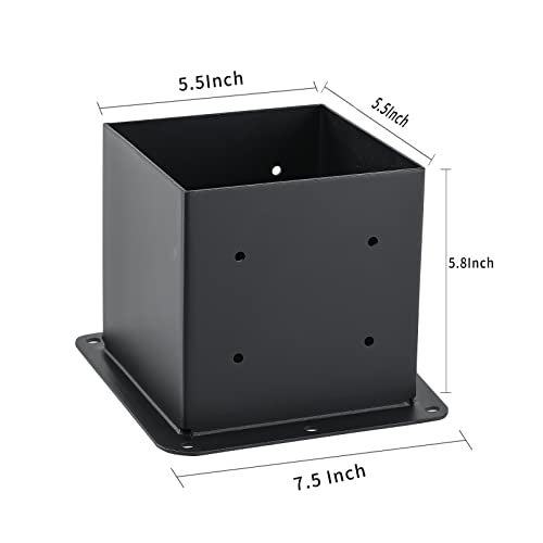AXWHYS 6x6 Post Base 4 Pcs, (Inner Size 5.6x5.6) Post Anchors, 13GA Thick Solid Steel & Black Powder Coated,Deck Post Brackets Support Deck Base Plate Pergola Brackets Fence Kit - Image 2
