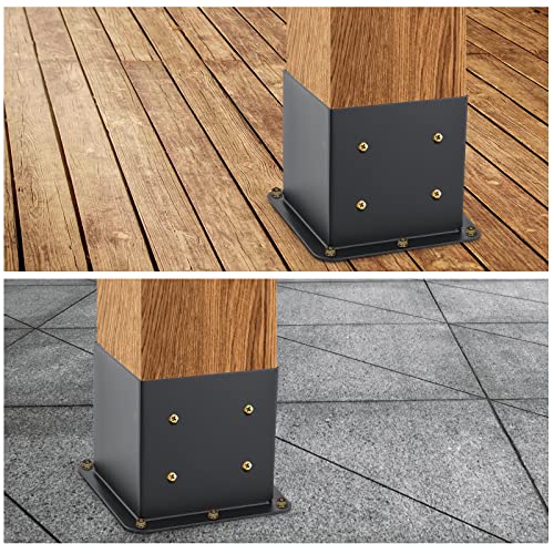 AXWHYS 6x6 Post Base 4 Pcs, (Inner Size 5.6x5.6) Post Anchors, 13GA Thick Solid Steel & Black Powder Coated,Deck Post Brackets Support Deck Base Plate Pergola Brackets Fence Kit - Image 5