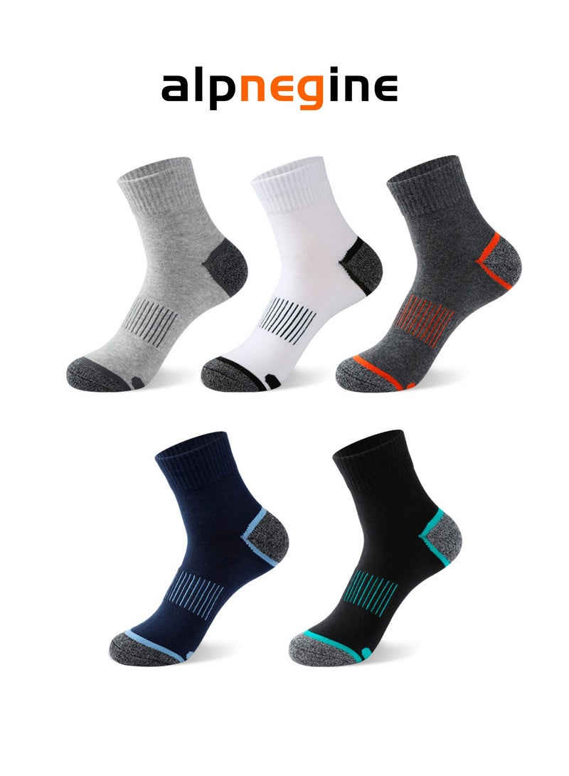 ALPNEGINE Athletic Crew Socks (5 pairs) Low Cut, Moisture-Wicking with Odor Control, Breathable Mesh & Sport Moisture Wicking, Ideal for All Season - Image 1