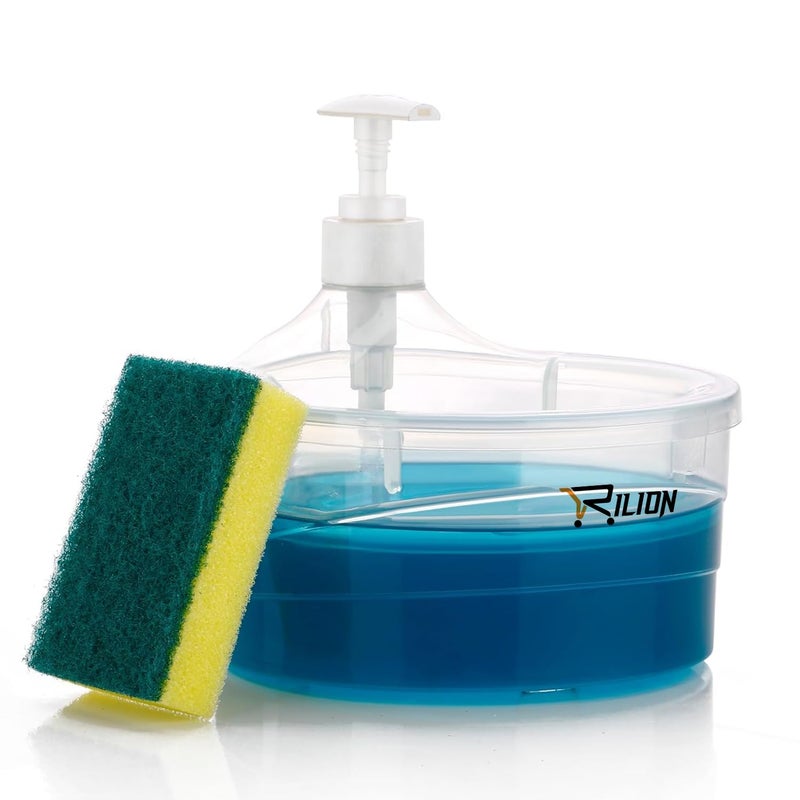 RILION Double Layer Soap Dispenser for Bathroom Accessories Dishwasher Liquid Holder Liquid Dispenser Pump with Sponge Holder Kitchen Sink Accessories Items - Image 2