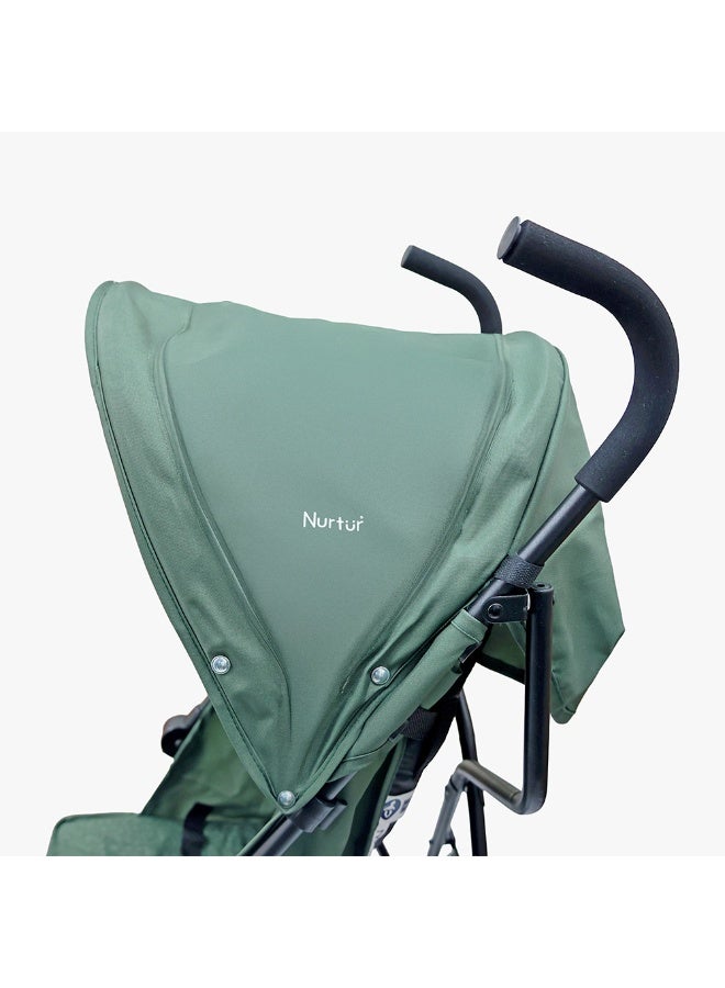 Nurtur Leo Travel Lightweight Stroller Pro – Compact Fold, Adjustable and removable Sun Canopy, Portable Buggy for Toddlers 6-36 Months, Easy Fold, Shopping Basket, 5 point Harness, Padded seat & Backrest, Swivel front wheels with lock  - Green - Image 4