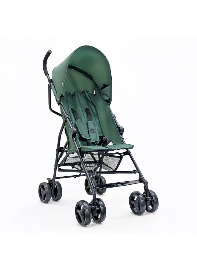 Nurtur Leo Travel Lightweight Stroller Pro – Compact Fold, Adjustable and removable Sun Canopy, Portable Buggy for Toddlers 6-36 Months, Easy Fold, Shopping Basket, 5 point Harness, Padded seat & Backrest, Swivel front wheels with lock  - Green - Image 1