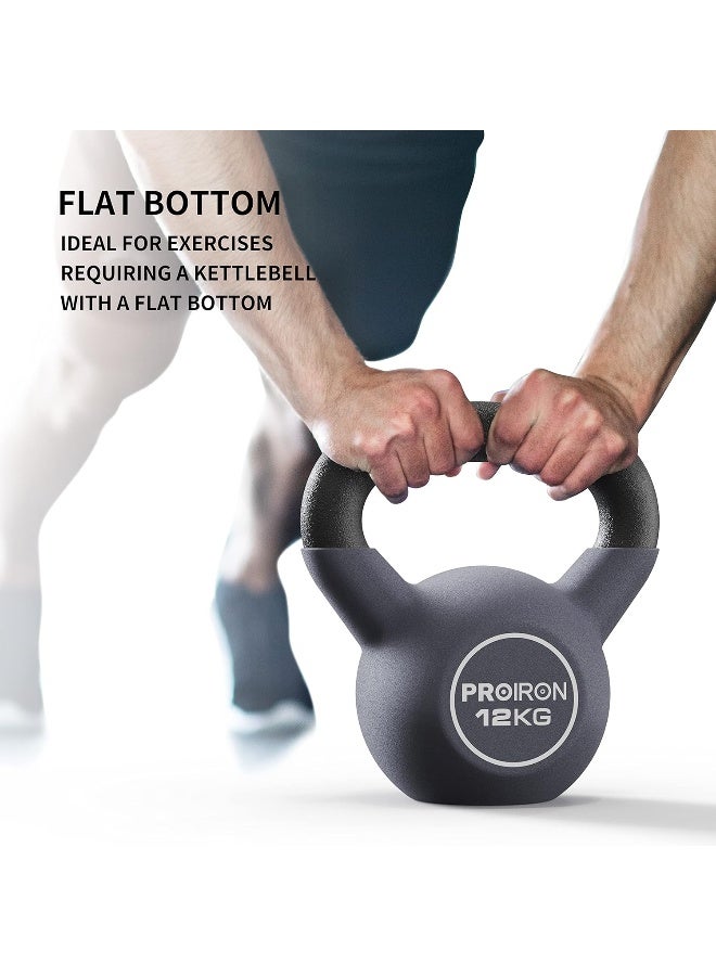 PROIRON Neoprene Coated Kettlebell Weights Solid Cast Iron Kettlebell, Strength Training Kettlebells for Weightlifting, Conditioning, Strength & Core Training - 12KG - Image 3