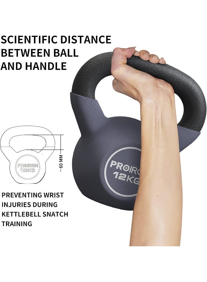 PROIRON Neoprene Coated Kettlebell Weights Solid Cast Iron Kettlebell, Strength Training Kettlebells for Weightlifting, Conditioning, Strength & Core Training - 12KG - Image 4