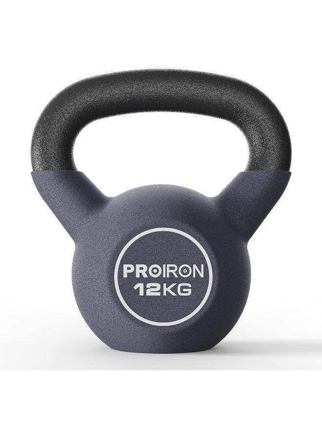 PROIRON Neoprene Coated Kettlebell Weights Solid Cast Iron Kettlebell, Strength Training Kettlebells for Weightlifting, Conditioning, Strength & Core Training - 12KG - Image 1