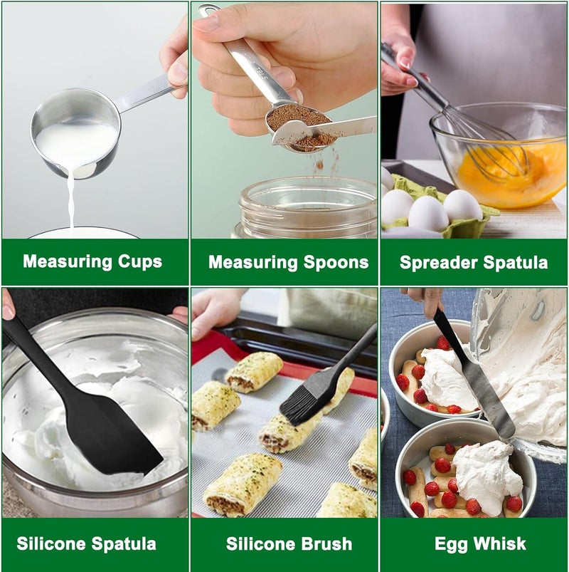 WEPSEN Mixing Bowls Set 27PCS Stainless Steel Mixing Bowl with Lid Set Large Nesting Bowls 7 45 3 25 2 15QT Measuring Cups and Spoons Baking Utensils Metal Bowl for Kitchen Prep - Image 4