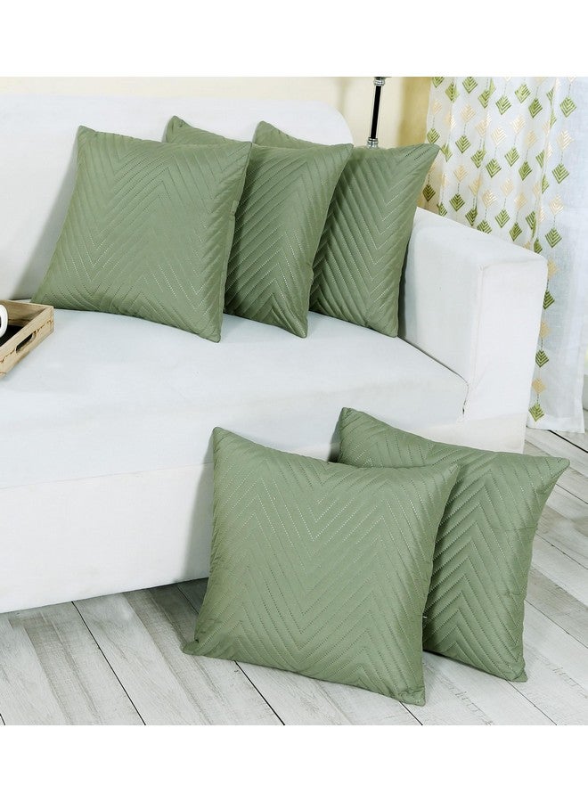 RD TREND UltraSonic Microfiber Cushion Covers, 60 x 60 cm/24 x 24 inches, Set of 5, 250 TC,Back Zipper (Miltry Green) - Image 1