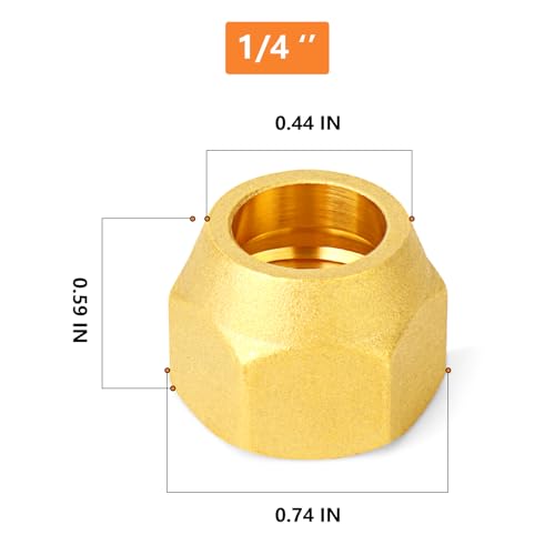 GASHER 10PCS Brass SAE 45 Degree Flare Tube Fitting, 1/4" Flare Nut Air Conditioning Copper Pipe Extension Butt Copper Tube Fitting - Image 2