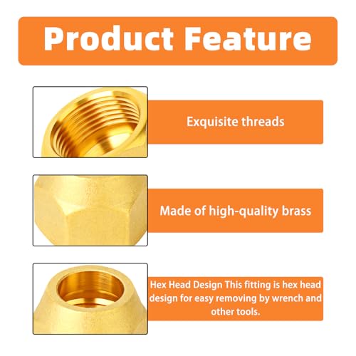 GASHER 10PCS Brass SAE 45 Degree Flare Tube Fitting, 1/4" Flare Nut Air Conditioning Copper Pipe Extension Butt Copper Tube Fitting - Image 5