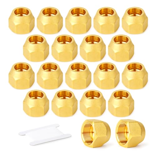 GASHER 10PCS Brass SAE 45 Degree Flare Tube Fitting, 1/4" Flare Nut Air Conditioning Copper Pipe Extension Butt Copper Tube Fitting - Image 1