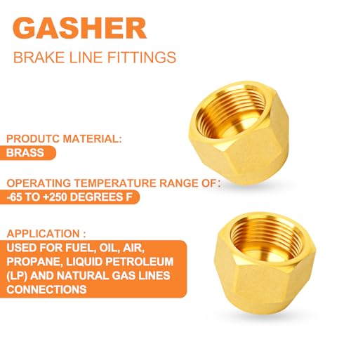 GASHER 10PCS Brass SAE 45 Degree Flare Tube Fitting, 1/4" Flare Nut Air Conditioning Copper Pipe Extension Butt Copper Tube Fitting - Image 4