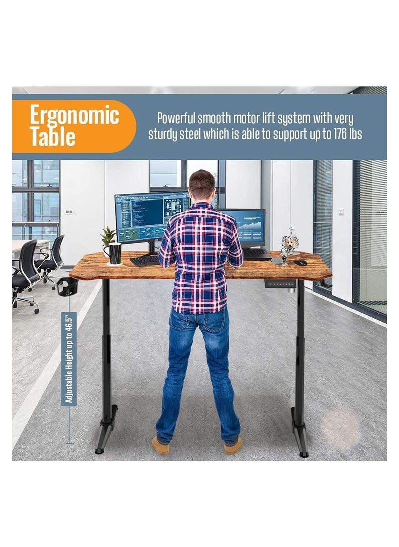 Royal Polar - Ergonomic Electric Standing Desk Lifting Computer Desk Intelligent Workstation with 4 Height Memory Controller with Headphone Hook - Image 1