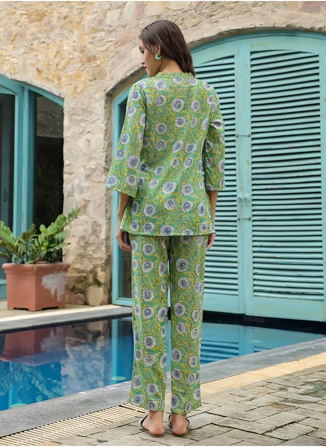 sanskrutihomes Printed Pure Cotton Top With Trousers Co-Ords by Styli  - Image 2