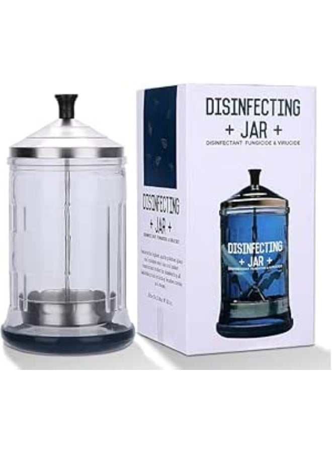 Disinfecting Jar Glass Rubber Base Disinfectant Fungicide & Virucide 20cm H x 10.8cm W 621ml. - Image 1