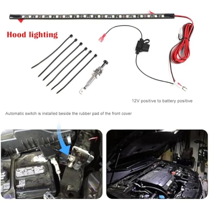 كيلا مجموعة إضاءة ليد أسفل غطاء المحرك، مصابيح ليد 12 فولت مقاومة للماء، مصابيح ليد لغطاء السيارة، مصابيح فحص العمل، مجموعة إضاءة عمل أسفل غطاء المحرك مع تشغيل وإيقاف تلقائي، تناسب جميع أنواع المركبات - Image 5