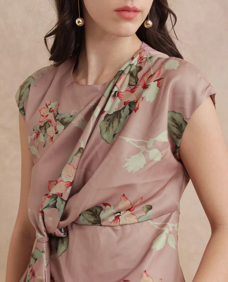 ريريزم Women's Cowl Neck Floral Printed Top