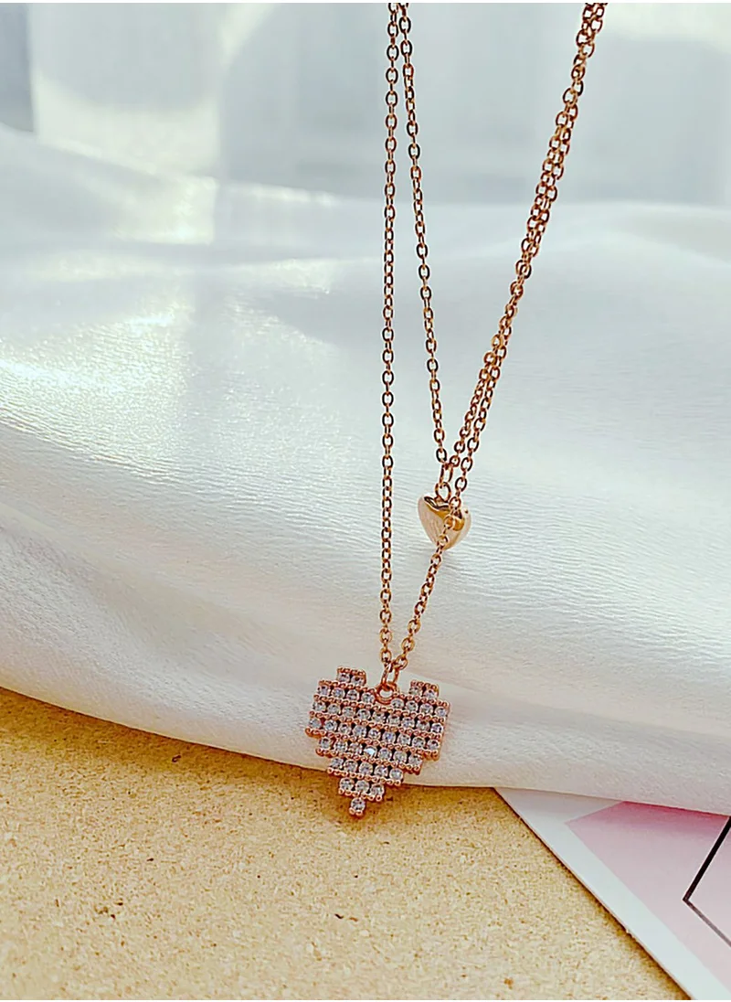 celovis Virtual Love Pixelated Pendant Multi-Layer Necklace