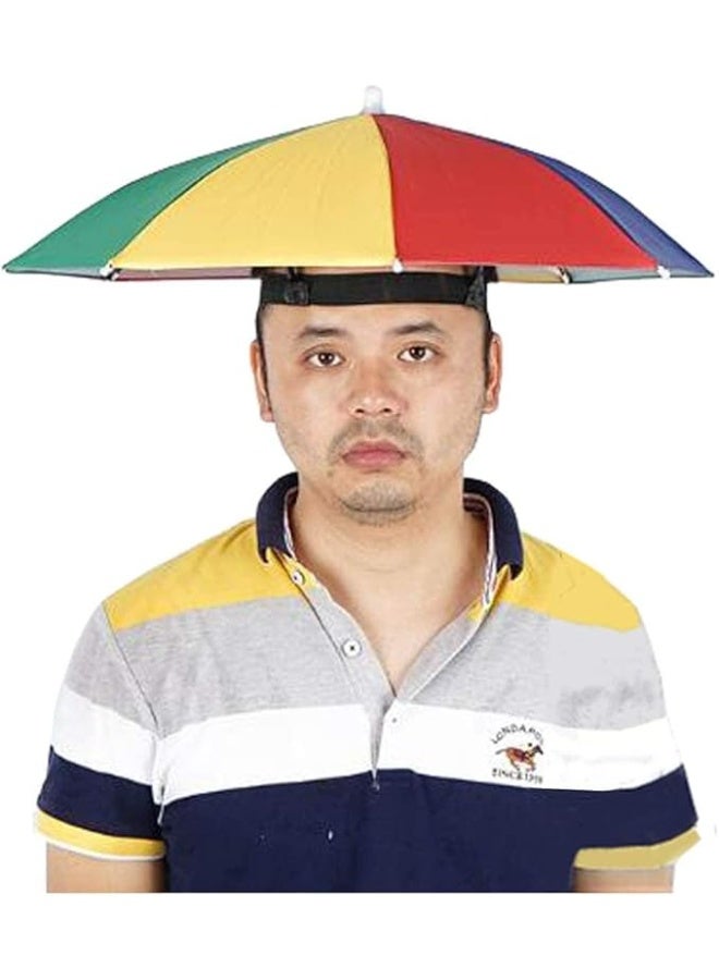 Hands-Free Headwear Umbrella Hat - Colorful Sun & Rain Protection - Adjustable Elastic Headband - Ideal for Fishing, Gardening, and Outdoor Activities