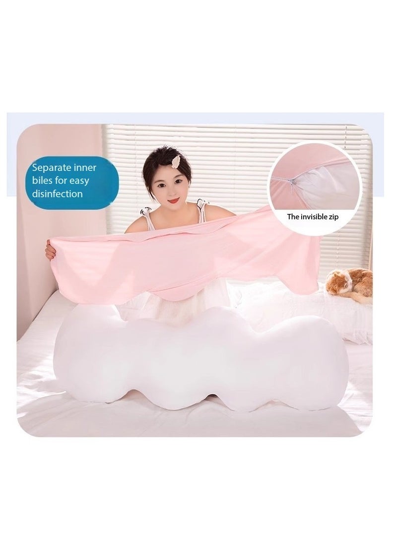 Adult Cooling Memory Foam Body Pillow, Pregnancy Pillow with Removable Washable Ice Silk Cover - 130cm Long Full Body Support for Side Sleepers, Waist Back Legs Cushion, Breathable Summer Cooling Multi-Functional Sofa Bedroom Pillow（Pink）  - Image 4