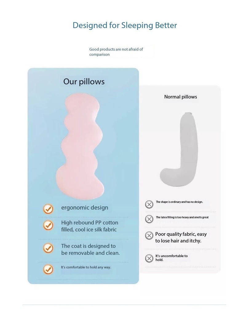 Adult Cooling Memory Foam Body Pillow, Pregnancy Pillow with Removable Washable Ice Silk Cover - 130cm Long Full Body Support for Side Sleepers, Waist Back Legs Cushion, Breathable Summer Cooling Multi-Functional Sofa Bedroom Pillow（Pink）  - Image 3