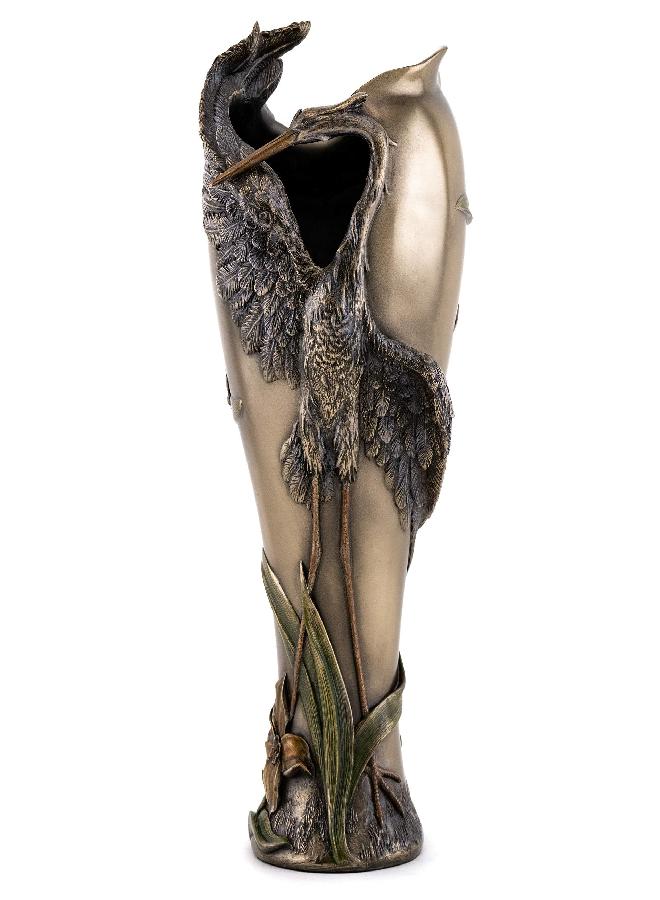 Top Collection Top Collection Art Nouveau Style Vase - Beautiful Cranes with Dragonfly Pitcher in Cold Cast Bronze - 13.25-Inch Decorative Tabletop - Image 1