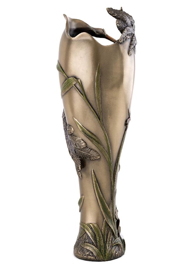 Top Collection Top Collection Art Nouveau Style Vase - Beautiful Cranes with Dragonfly Pitcher in Cold Cast Bronze - 13.25-Inch Decorative Tabletop - Image 2