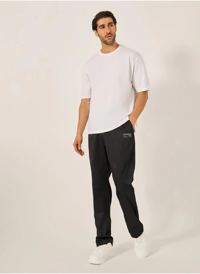 Styli Patch Detail Relaxed Fit Twill Joggers