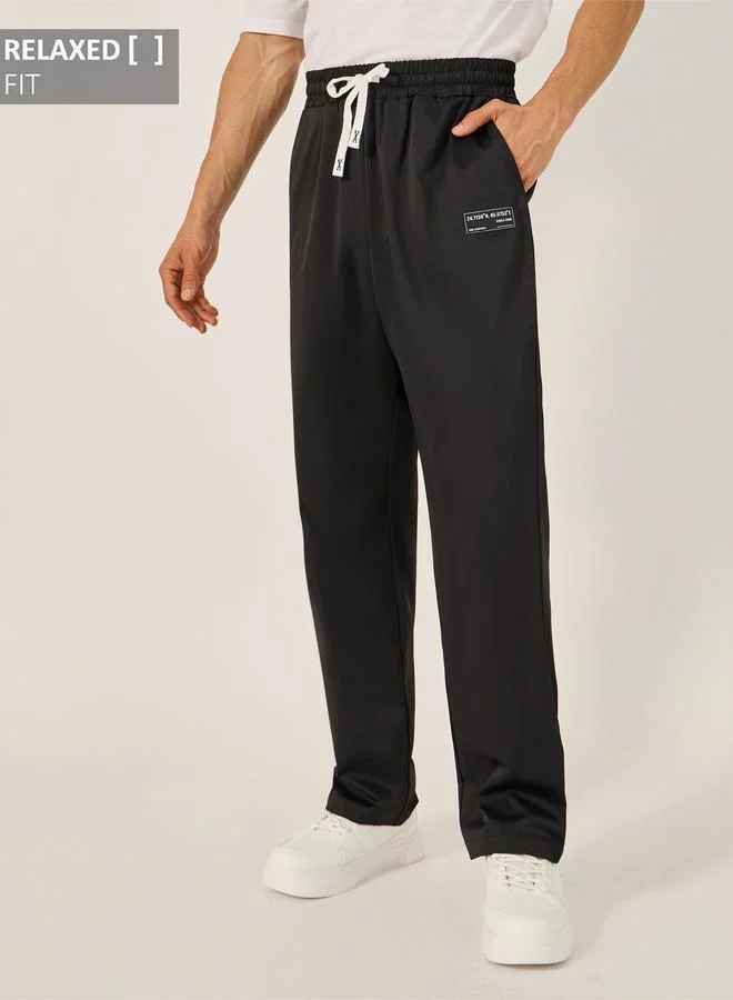 Patch Detail Relaxed Fit Twill Joggers