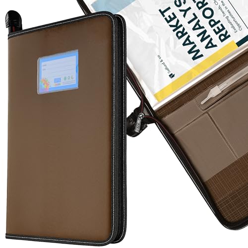 SPS Premium PU Leather File Folder | 20 Sleeves for A4 & FC Size Documents | Brown - Image 1