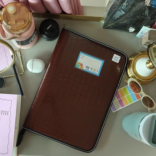 SPS Premium PU Leather File Folder | 20 Sleeves for A4 & FC Size Documents | Brown - Image 4