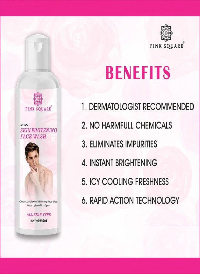 Pink Square Mens Skin Lightening Facial Face Wash For Deep Cleansing you Skin Care Radiant Glow Pack of 1 of 100 ML - Image 3