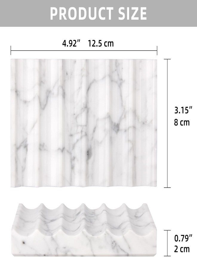 TABHOUKIT Luxury Marble Soap Dish Tray,Rectangle Stone Marble Soap Tray,Self Draining Soap Holder for Bathroom, Kitchen (Carrara White) - Image 2