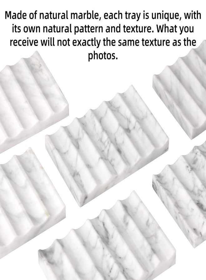 TABHOUKIT Luxury Marble Soap Dish Tray,Rectangle Stone Marble Soap Tray,Self Draining Soap Holder for Bathroom, Kitchen (Carrara White) - Image 4