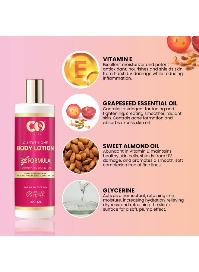 CO LUXURY L-Glutathione Body Lotion With Vitamin C & Kojic Acid | Reduces Dark Spots | Skin brightening Formula | All Skin Types | For Men & Women | 200 ML - Image 4