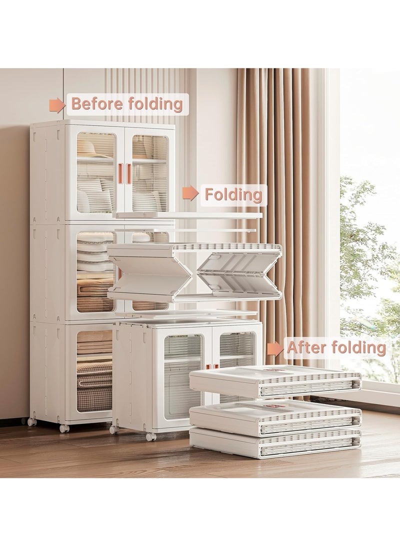 Blueland Double Layer Foldable Storage Box, Extra Large Dual Opening Storage Organizer, Stackable Bins with Lids & Wheels, Clothes Snacks Toys & Books, Collapsible Container for Home Office Outdoor Car  - Image 4