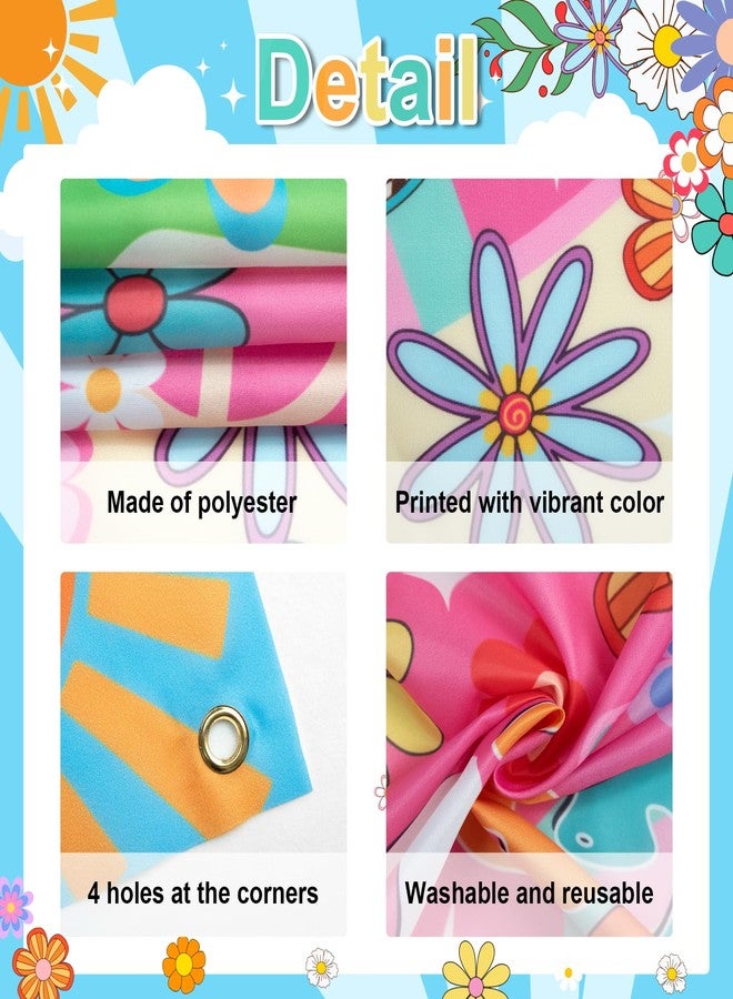 Lecheme Hippie Party Decorations Groovy Bus Banner 60s Daisy Backdrop Face Cutout 60s Photo Props Daisy Photo Background Party Supplies - Image 5
