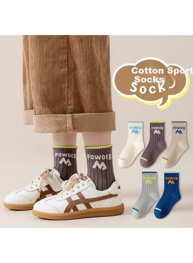 Yuzhaolin 5 Pairs Of Children's Socks, Boys' Spring And Summer Mid-calf Socks, For Older Children, Teenagers, Students, Odor-resistant Cotton Socks, Sports Socks - Image 4