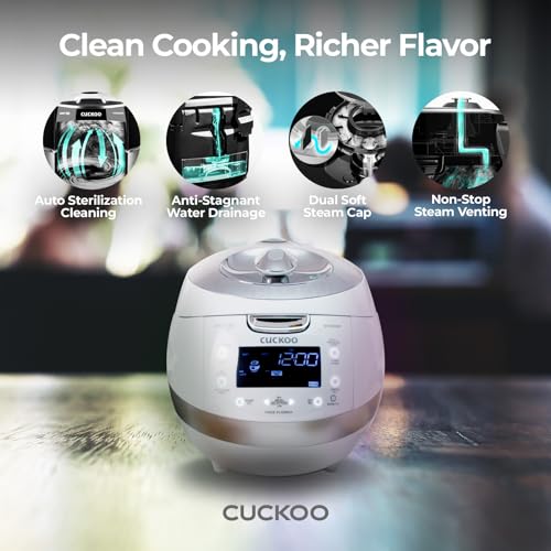 CUCKOO High Pressure Rice Cooker 6-Cup Uncooked / 12-Cup Cooked with Induction Heating Technology, Versatile Rice Maker with 16 Menu Options and Steam Plate, Voice Guide, White (CRP-BHSS0609F) - Image 3