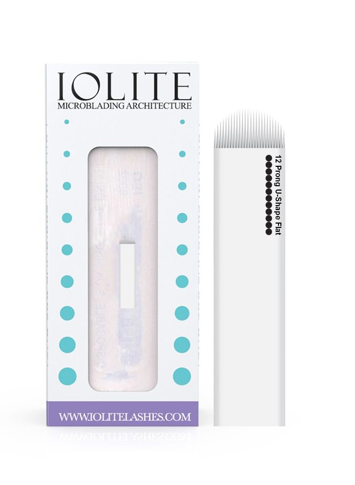 IOLITE Microblading 12 Prong U-Shape Flat Needle spmu needle size 18mm one time use disposable blade sterile packaged 12pcs - Image 1