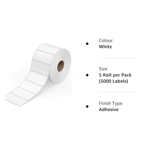 True-Ally 50x25 Direct Thermal Barcode Label Sticker - 2 x 1 inches - 50mm x 25mm - 1000 Labels Per Roll - White Self Adhesive Sticker for Printing Barcoding (5 Roll per Pack (5000 Labels)) - Image 5