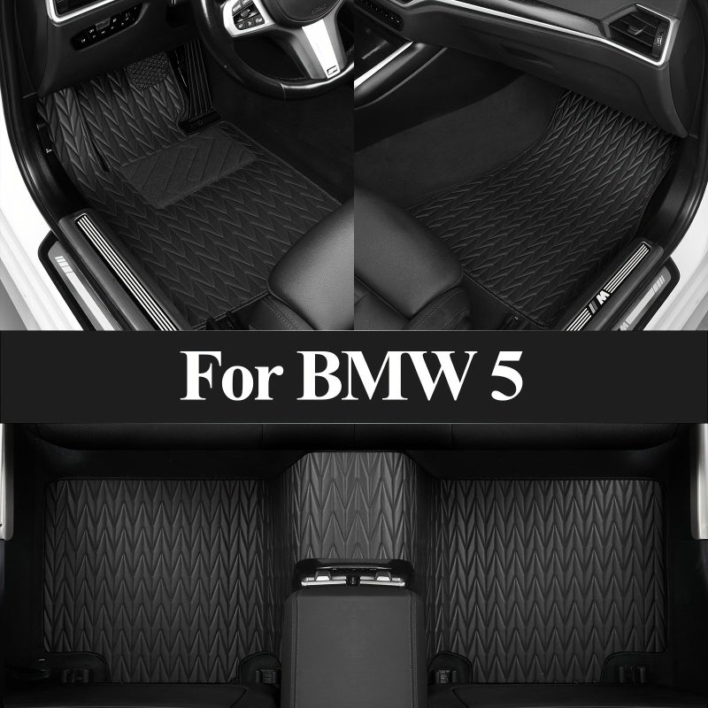 سجادات أرضية للسيارة مناسبة لـ BMW الفئة الخامسة F10 من 2010 إلى 2016، أسود كامل، ثقيلة الوزن، عديمة الرائحة، حماية في جميع الأحوال الجوية، حصائر تبطين أوتوماتيكية. - Image 3