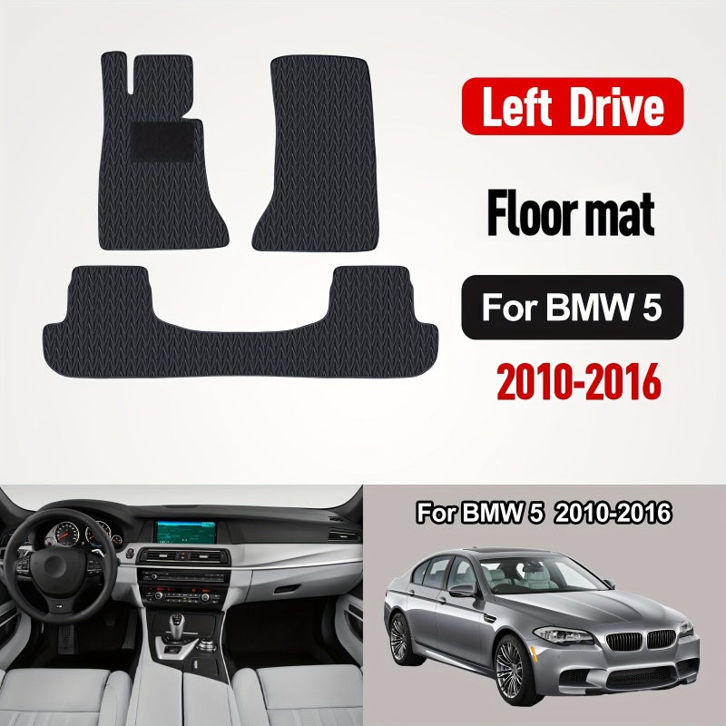 سجادات أرضية للسيارة مناسبة لـ BMW الفئة الخامسة F10 من 2010 إلى 2016، أسود كامل، ثقيلة الوزن، عديمة الرائحة، حماية في جميع الأحوال الجوية، حصائر تبطين أوتوماتيكية. - Image 4