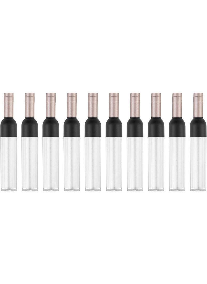 BesYouSel Empty Lip Gloss Tubes 5ml Clear Wine Shaped Lip Gloss Tube Plastic Mini Refillable Lip Oil Bottle Container Lip Glaze Tube Vials Cosmetic DIY Container Holders Gold Pack of 10 