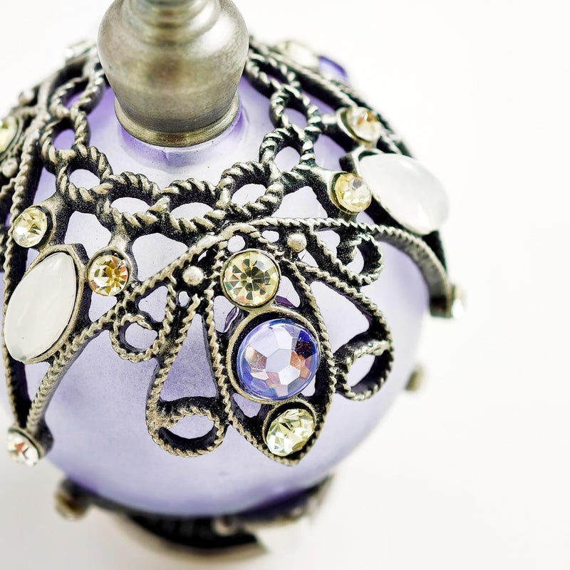 Sevenbees Vintage Perfume Bottle Refillable Empty Purple Perfume Bottles With Hollow-Out Diamond-Embellished Pattern  Suitable For Refilling  Travel-Sized Valentine Decor Gifts - Image 4